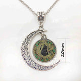 Wholesale Glass Dome Pendant Black Cat Wicca Pendant Necklace Pentagram Wiccan Jewelry Charm