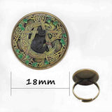 Wholesale Glass Dome Pendant Black Cat Wicca Pendant Necklace Pentagram Wiccan Jewelry Charm