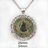 Wholesale Glass Dome Pendant Black Cat Wicca Pendant Necklace Pentagram Wiccan Jewelry Charm