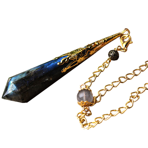 Tarot Divination Faceted Crystal Pendulum Moonstone Retro Wicca Pagan Altar Prop Vintage Blue Party Supplies 904-692