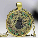 Wholesale Glass Dome Pendant Black Cat Wicca Pendant Necklace Pentagram Wiccan Jewelry Charm
