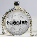 Wiccan Coexist Necklace Love Wicca jewelry Glass Dome Pendant Necklace