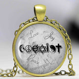 Wiccan Coexist Necklace Love Wicca jewelry Glass Dome Pendant Necklace