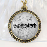 Wiccan Coexist Necklace Love Wicca jewelry Glass Dome Pendant Necklace