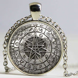 Wholesale Glass Dome Zodiac Wicca Pendant Necklace Pentagram Wiccan Jewelry Charm