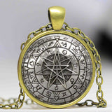 Wholesale Glass Dome Zodiac Wicca Pendant Necklace Pentagram Wiccan Jewelry Charm