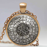 Wholesale Glass Dome Zodiac Wicca Pendant Necklace Pentagram Wiccan Jewelry Charm