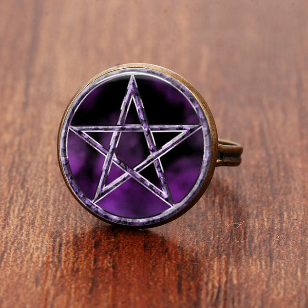 SUTEYI Bestselling purple Pentagram Wicca Japan Wiccan Jewelry Occult Charm Jewelry gift for send friend adjustable rings
