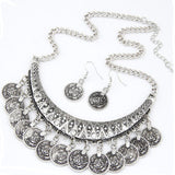 Vintage Chokers Necklaces Fashion Ethnic Carved Coins Nice Necklaces&Earrings GD
