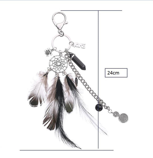 Dreamcatcher Turquoise Feather Tassel Keychain Bag Handbag Ring Car Key Pendant 
