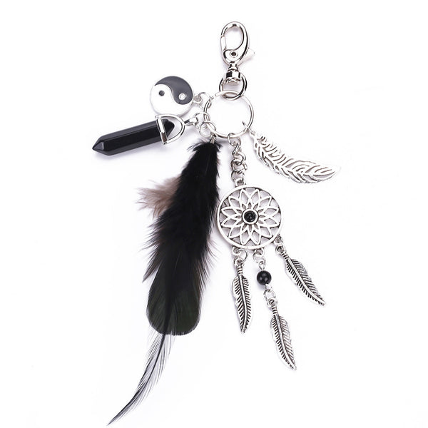Dreamcatcher Turquoise Feather Tassel Keychain Bag Handbag Ring Car Key Pendant 