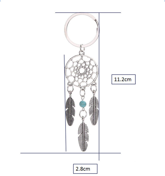 Dreamcatcher Turquoise Feather Tassel Keychain Bag Handbag Ring Car Key Pendant 