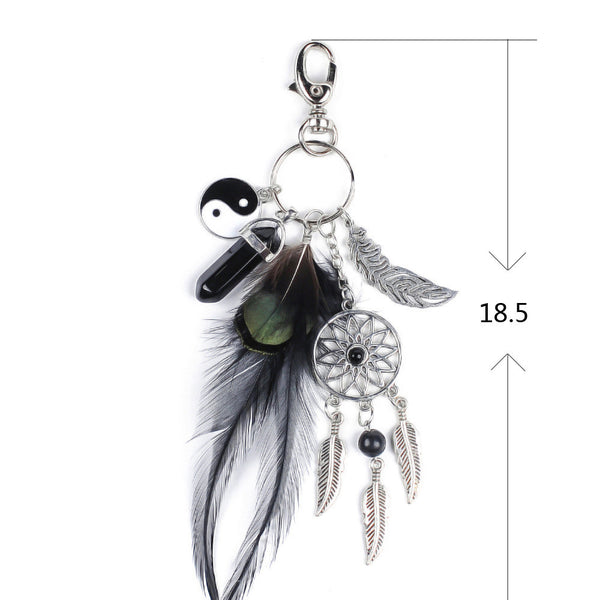 Dreamcatcher Turquoise Feather Tassel Keychain Bag Handbag Ring Car Key Pendant 