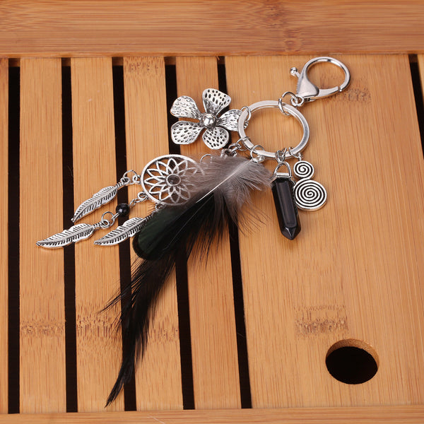 Dreamcatcher Turquoise Feather Tassel Keychain Bag Handbag Ring Car Key Pendant 