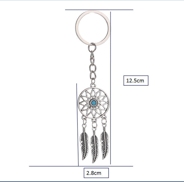 Dreamcatcher Turquoise Feather Tassel Keychain Bag Handbag Ring Car Key Pendant 