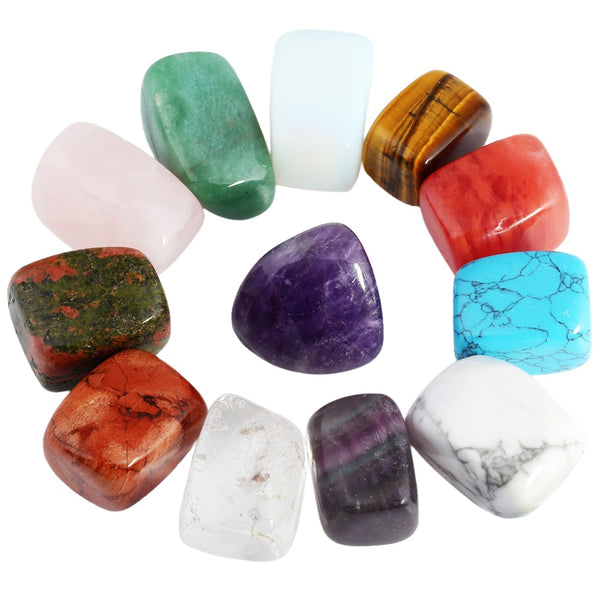 SUNYIK 1lb (460g) Mixed Stone Tumbled Polished Stones for Wicca Reiki Energy Healing Crystal
