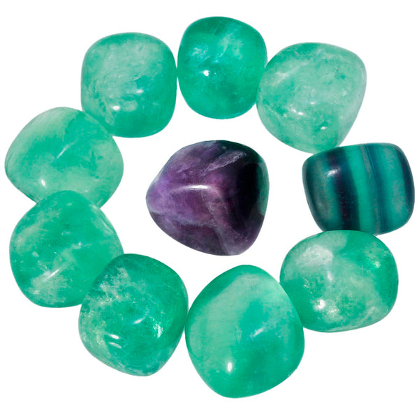 SUNYIK 1lb (460g) Fluorite Crystal Tumbled Polished Stones for Wicca Reiki Energy Healing Crystal